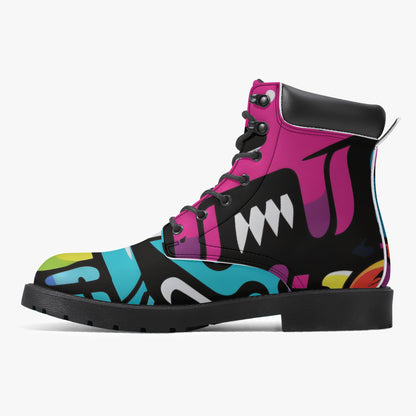 Colorful Graffiti v1 Leder Boots | Stylische und Warme Winterstiefel Boots JLR Design