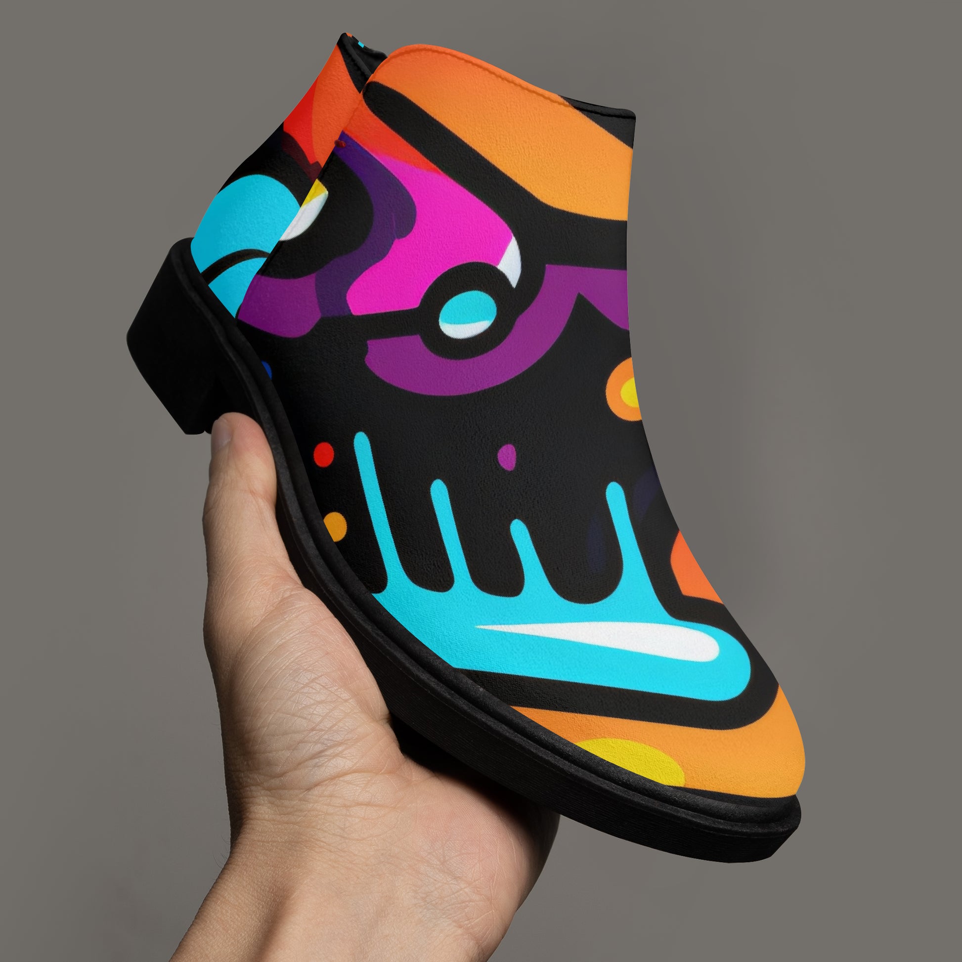 Colorful Graffiti v2 elegante Reißverschluss-Stiefeletten Stiefeletten JLR Design
