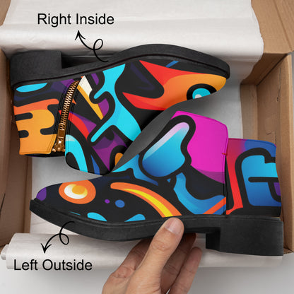 Colorful Graffiti v2 elegante Reißverschluss-Stiefeletten Stiefeletten JLR Design
