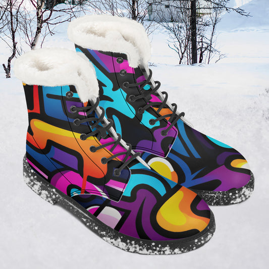 Colorful Graffiti v2 Faux Fur Leder Boots Boots JLR Design