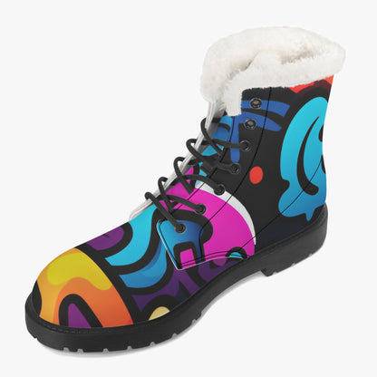 Colorful Graffiti v2 Faux Fur Leder Boots Boots JLR Design