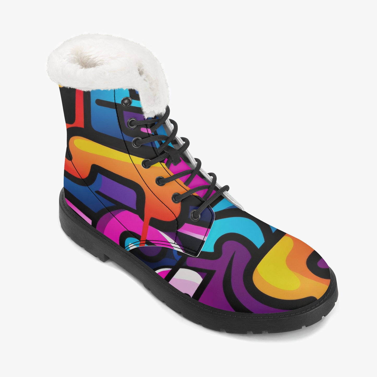 Colorful Graffiti v2 Faux Fur Leder Boots Boots JLR Design