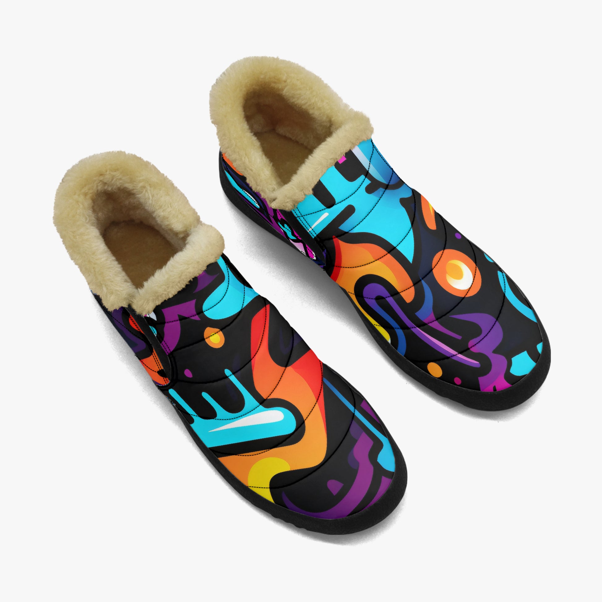 Colorful Graffiti v2 Faux Fur Slipper Slipper JLR Design