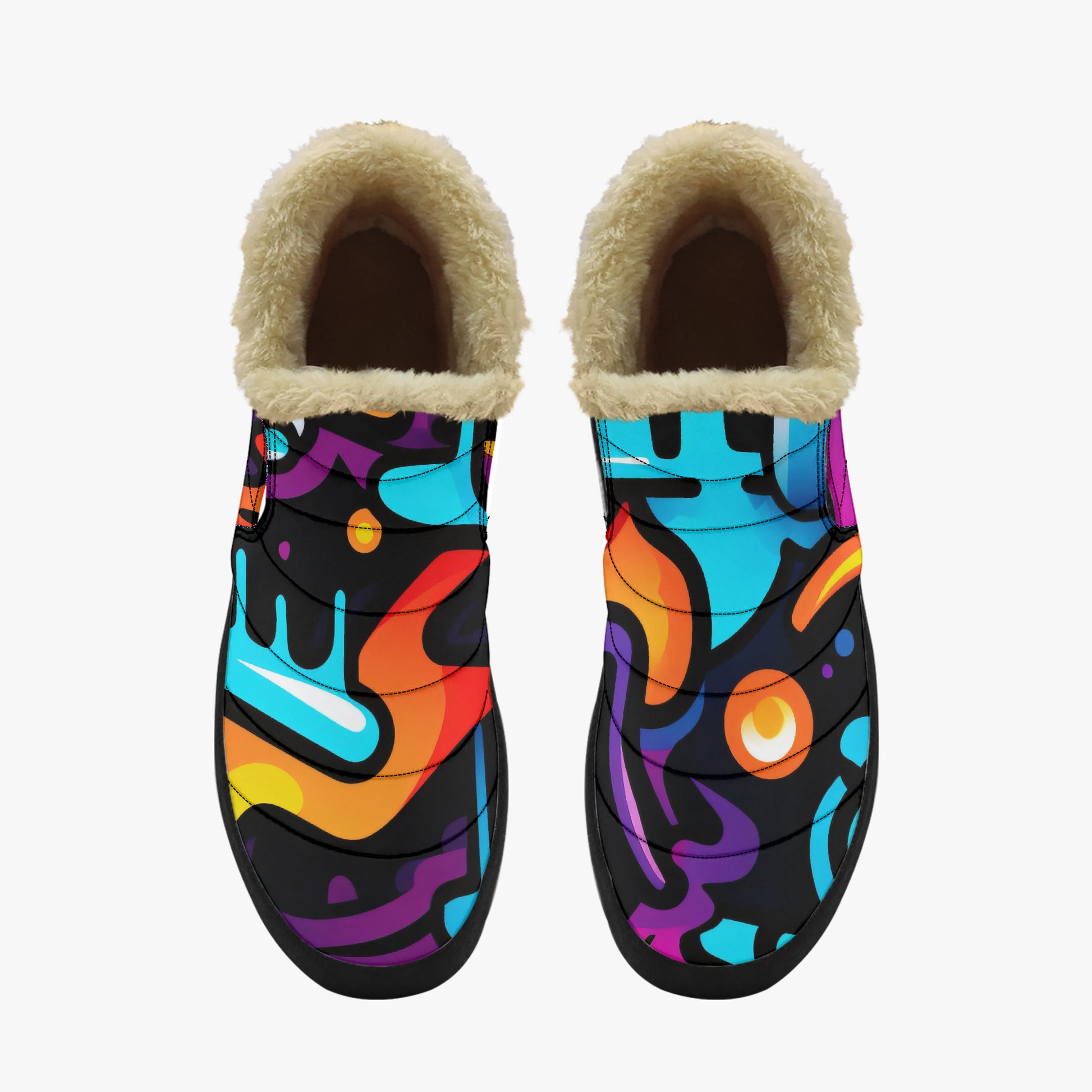 Colorful Graffiti v2 Faux Fur Slipper Slipper JLR Design