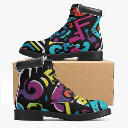 Colorful Graffiti v2 Leder Boots | Stylische und Warme Winterstiefel Boots JLR Design
