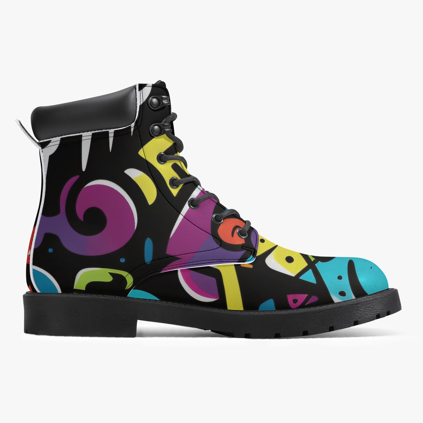 Colorful Graffiti v2 Leder Boots | Stylische und Warme Winterstiefel Boots JLR Design