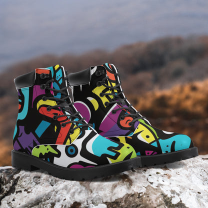 Colorful Graffiti v2 Leder Boots | Stylische und Warme Winterstiefel Boots JLR Design