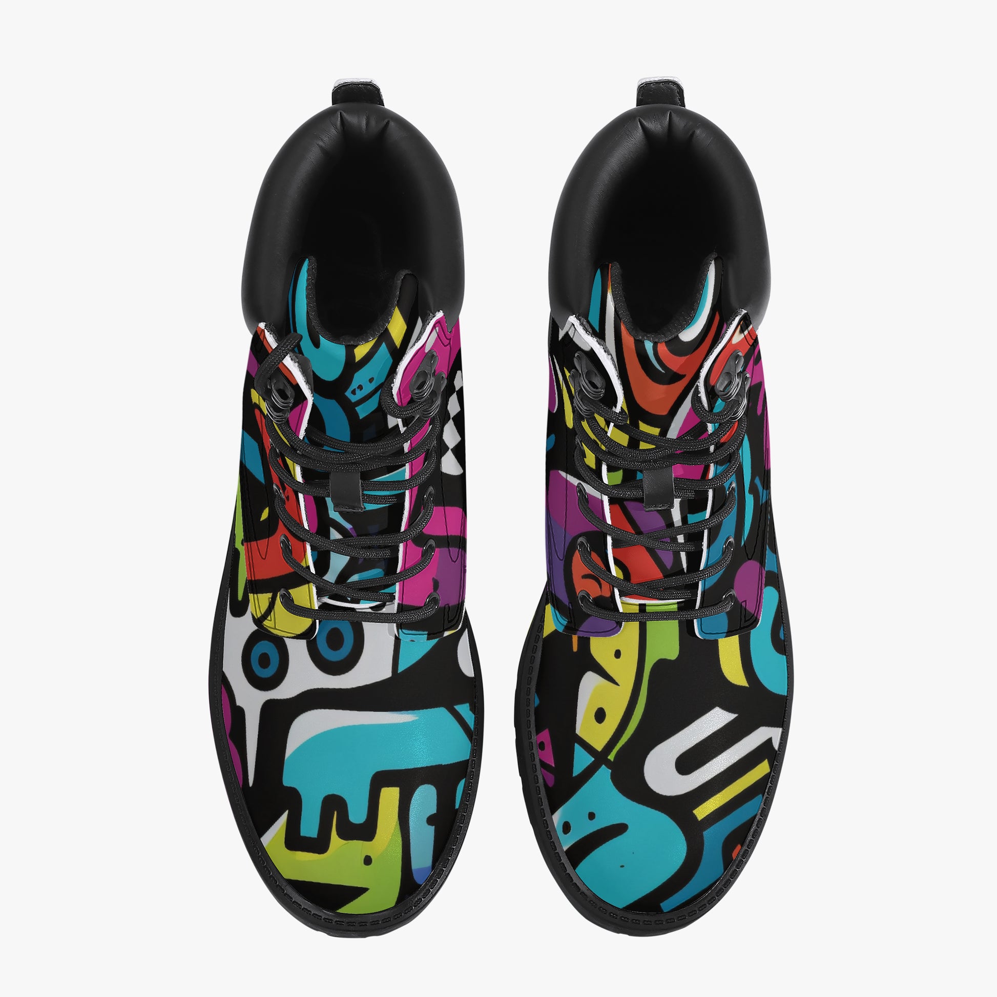 Colorful Graffiti v2 Leder Boots | Stylische und Warme Winterstiefel Boots JLR Design