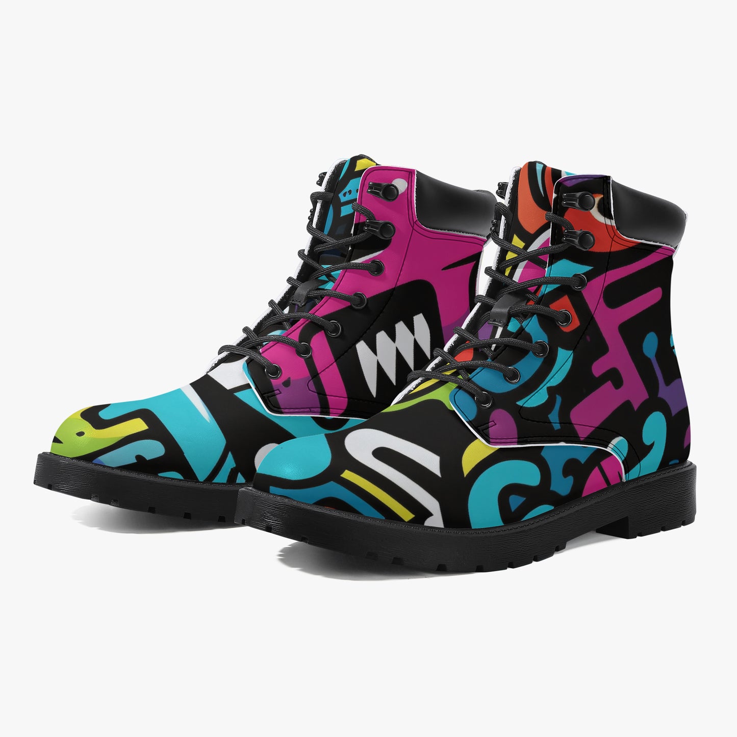 Colorful Graffiti v2 Leder Boots | Stylische und Warme Winterstiefel Boots JLR Design