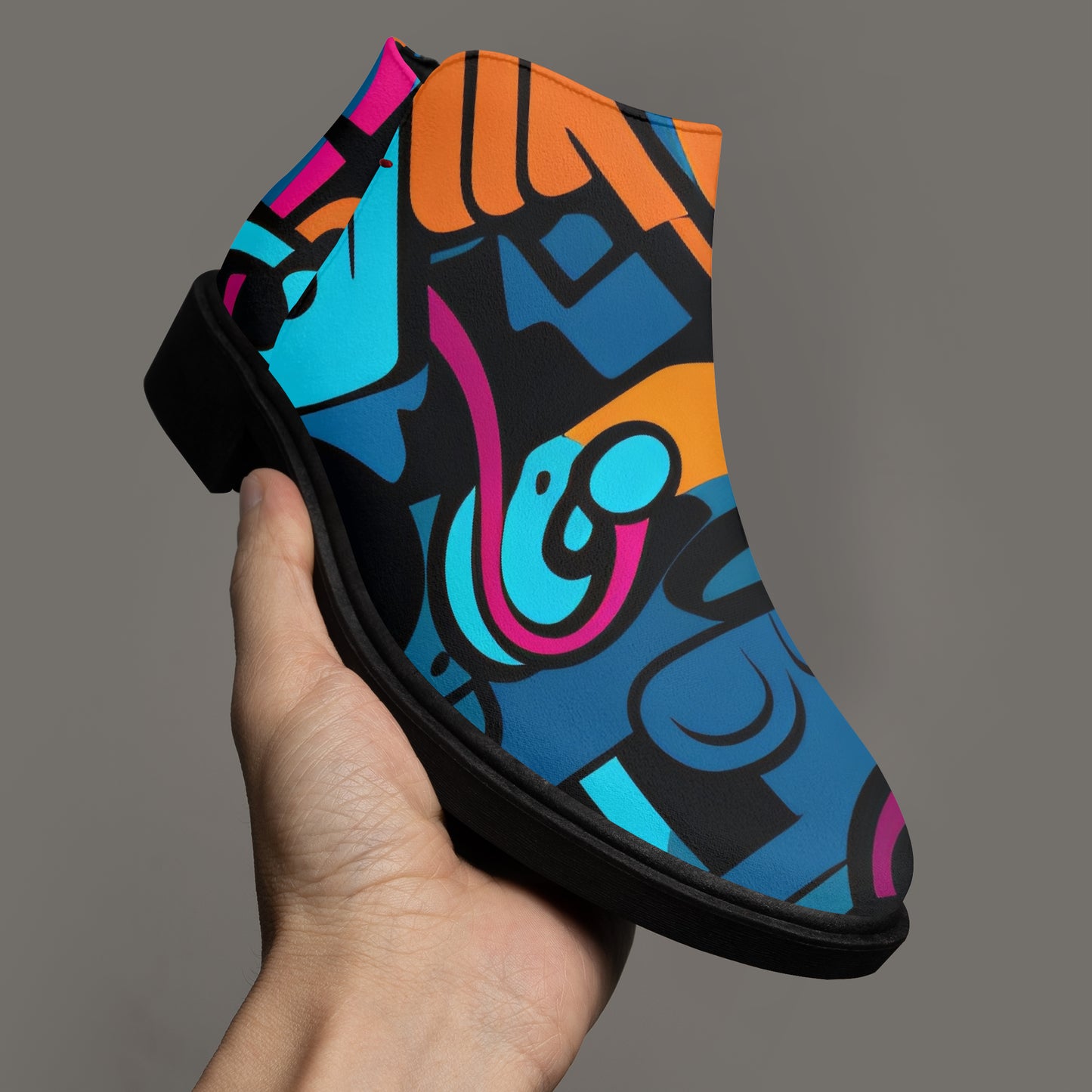 Colorful Graffiti v3 elegante Reißverschluss-Stiefeletten Stiefeletten JLR Design