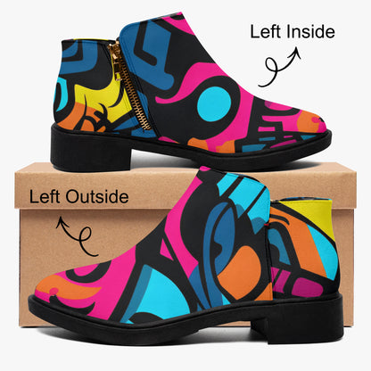 Colorful Graffiti v3 elegante Reißverschluss-Stiefeletten Stiefeletten JLR Design