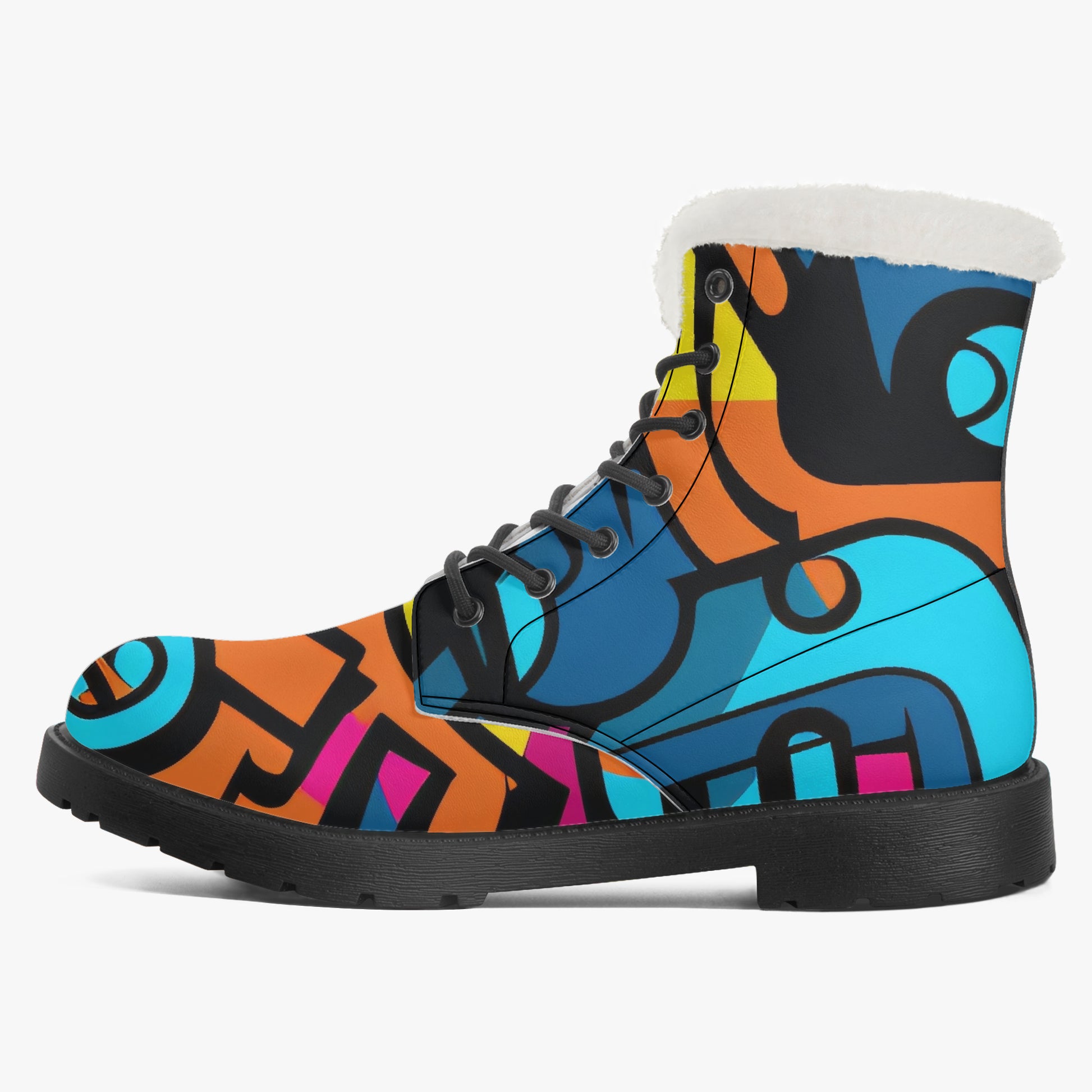 Colorful Graffiti v3 Faux Fur Leder Boots Boots JLR Design