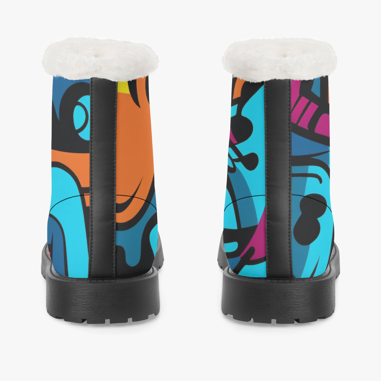 Colorful Graffiti v3 Faux Fur Leder Boots Boots JLR Design