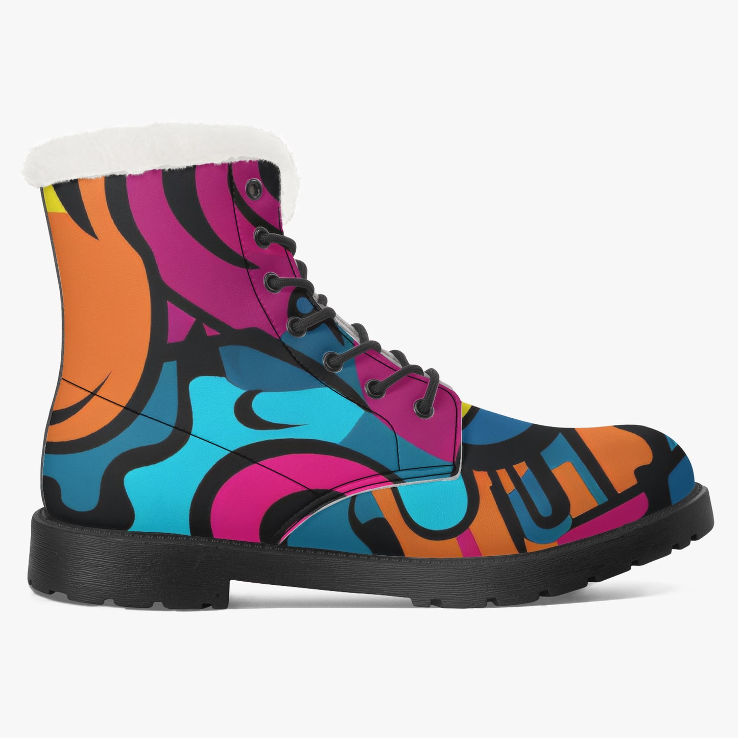 Colorful Graffiti v3 Faux Fur Leder Boots Boots JLR Design