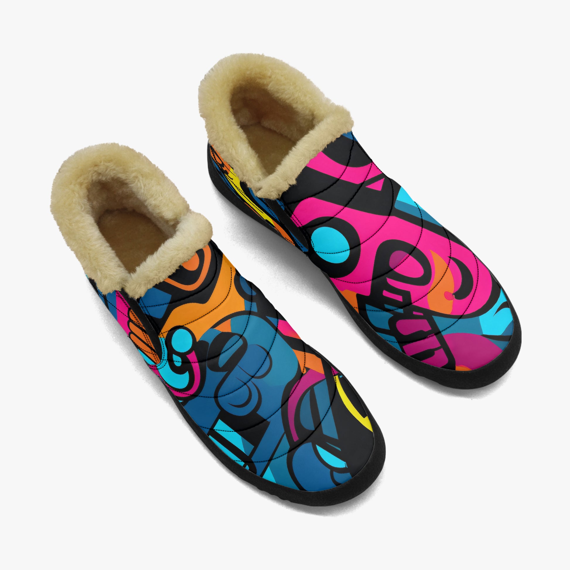 Colorful Graffiti v3 Faux Fur Slipper Slipper JLR Design