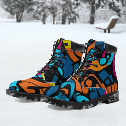 Colorful Graffiti v3 Leder Boots | Stylische und Warme Winterstiefel Boots JLR Design