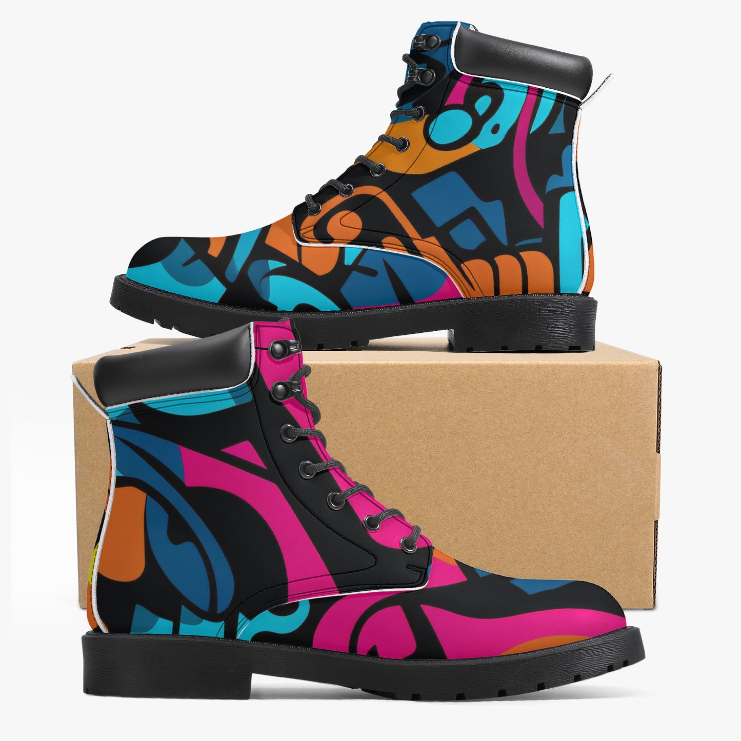 Colorful Graffiti v3 Leder Boots | Stylische und Warme Winterstiefel Boots JLR Design