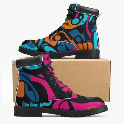 Colorful Graffiti v3 Leder Boots | Stylische und Warme Winterstiefel Boots JLR Design