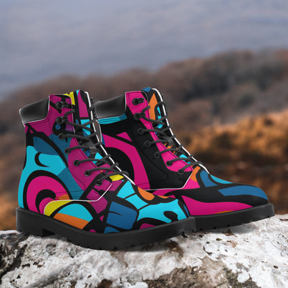 Colorful Graffiti v3 Leder Boots | Stylische und Warme Winterstiefel Boots JLR Design