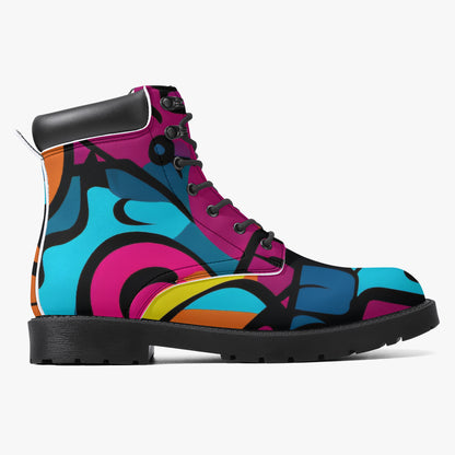 Colorful Graffiti v3 Leder Boots | Stylische und Warme Winterstiefel Boots JLR Design