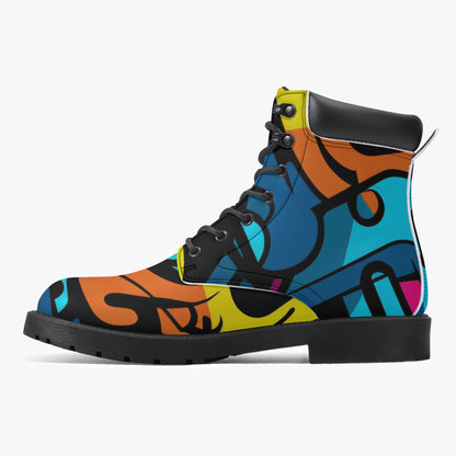 Colorful Graffiti v3 Leder Boots | Stylische und Warme Winterstiefel Boots JLR Design