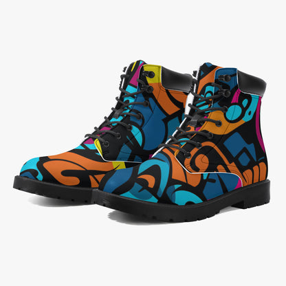 Colorful Graffiti v3 Leder Boots | Stylische und Warme Winterstiefel Boots JLR Design