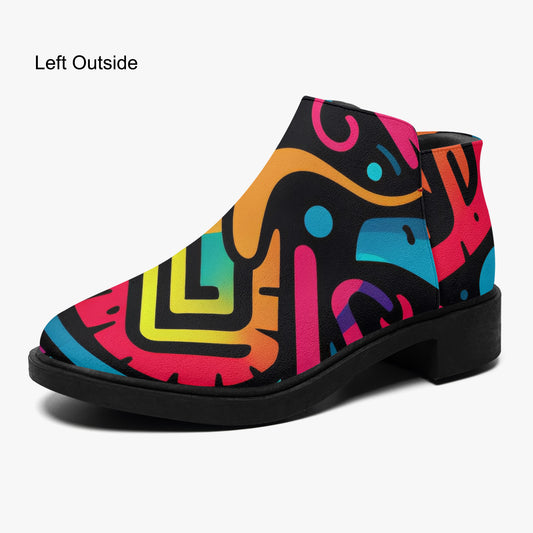 Colorful Graffiti v4 elegante Reißverschluss-Stiefeletten Stiefeletten JLR Design