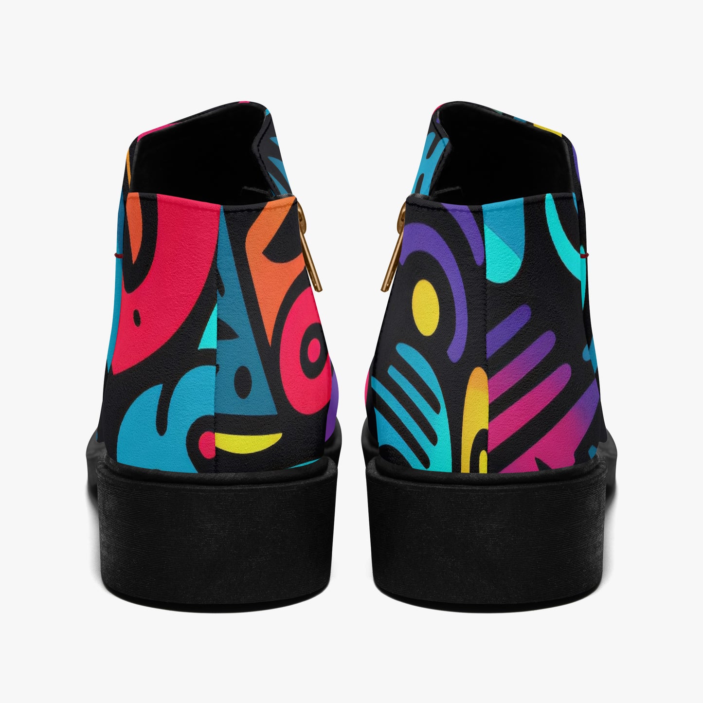 Colorful Graffiti v4 elegante Reißverschluss-Stiefeletten Stiefeletten JLR Design
