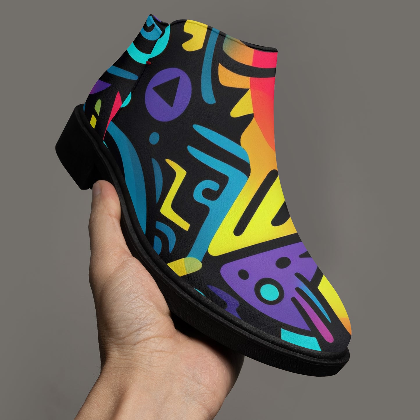 Colorful Graffiti v4 elegante Reißverschluss-Stiefeletten Stiefeletten JLR Design