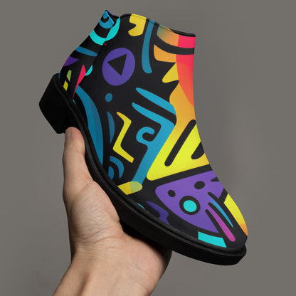 Colorful Graffiti v4 elegante Reißverschluss-Stiefeletten Stiefeletten JLR Design