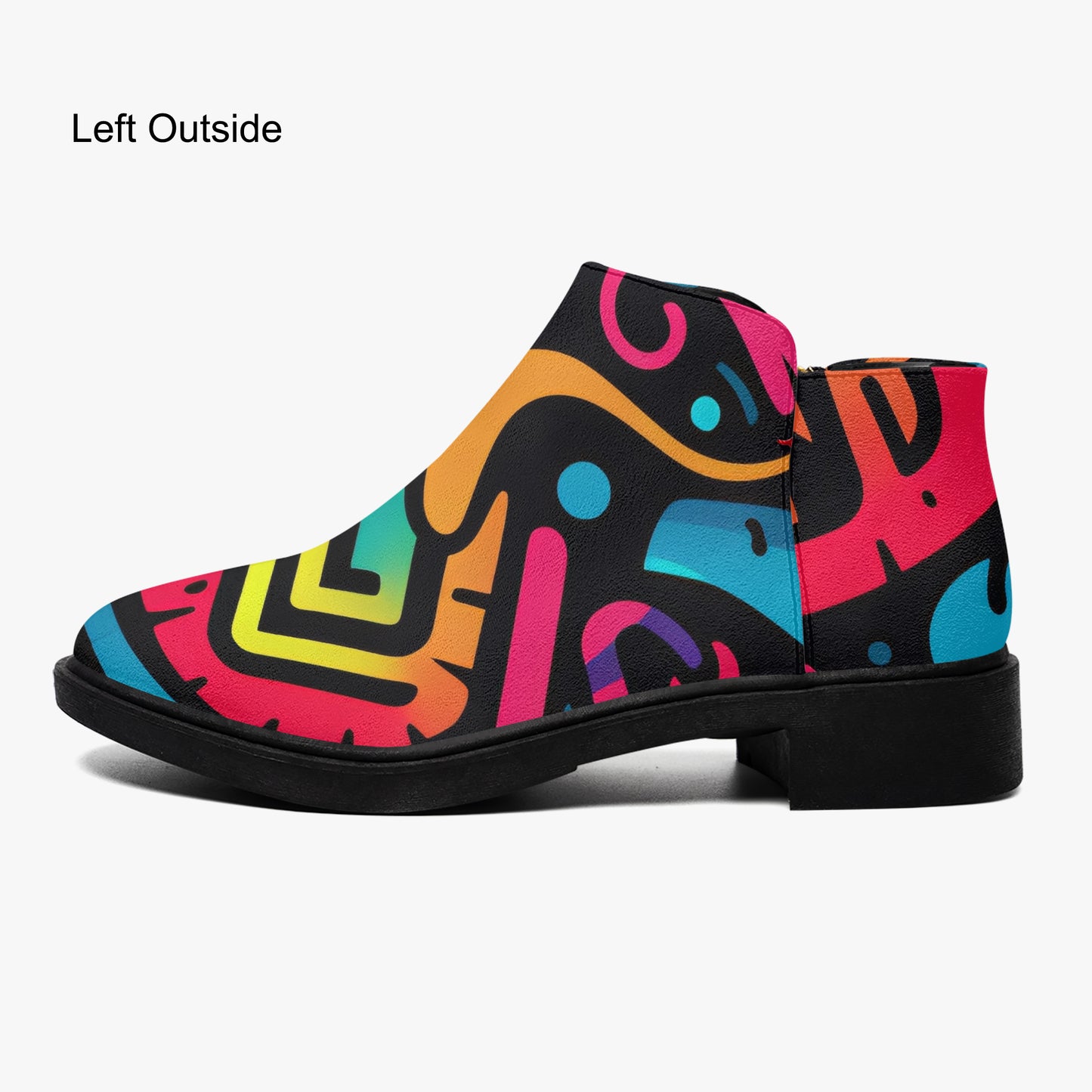 Colorful Graffiti v4 elegante Reißverschluss-Stiefeletten Stiefeletten JLR Design