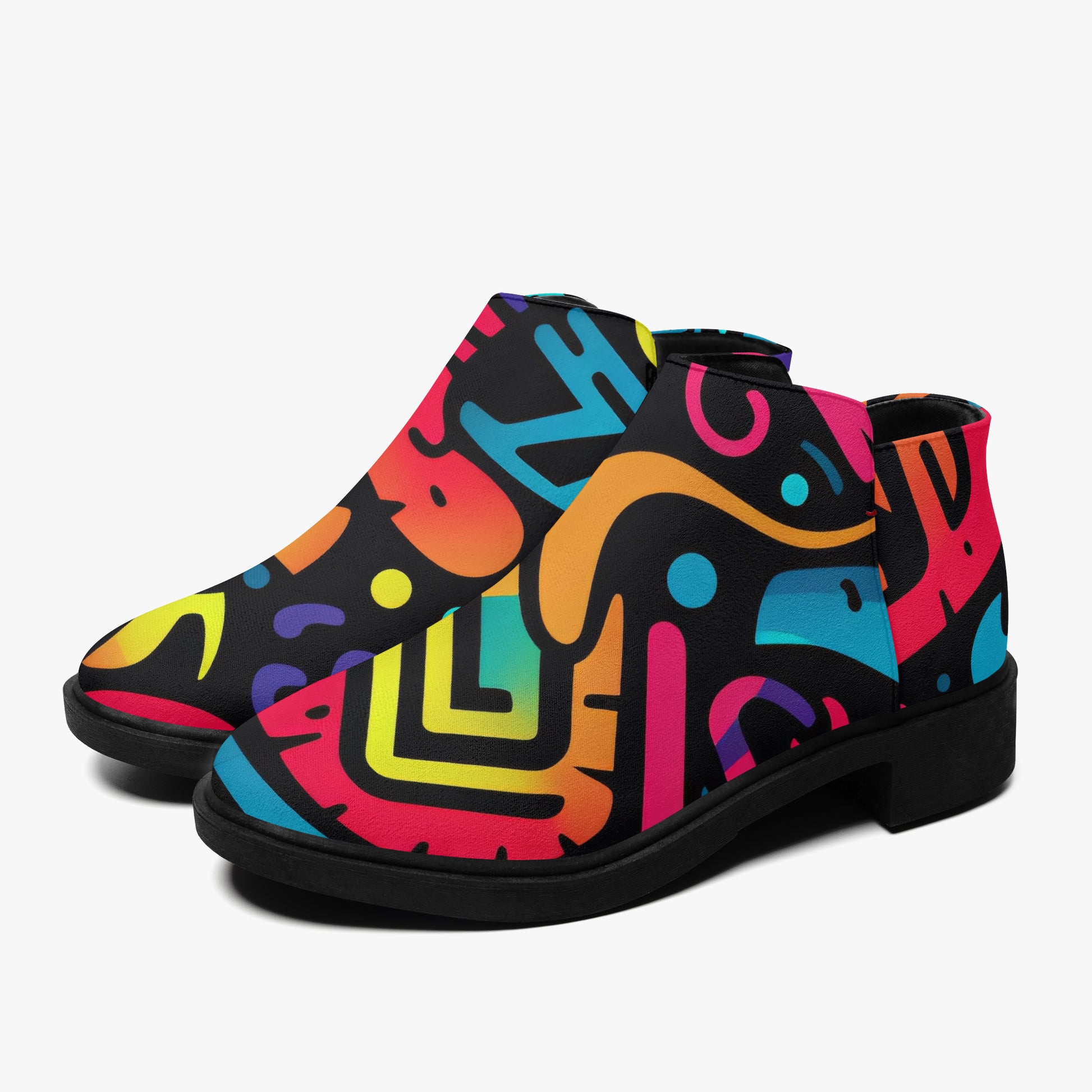Colorful Graffiti v4 elegante Reißverschluss-Stiefeletten Stiefeletten JLR Design