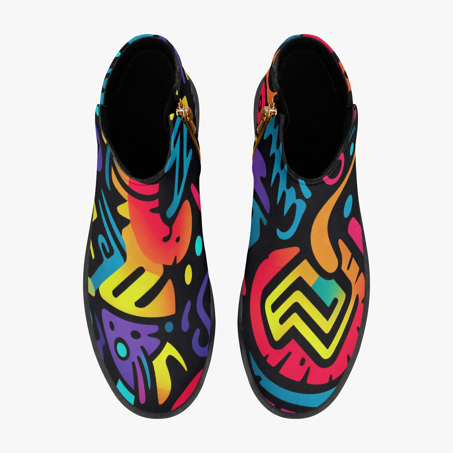 Colorful Graffiti v4 elegante Reißverschluss-Stiefeletten Stiefeletten JLR Design