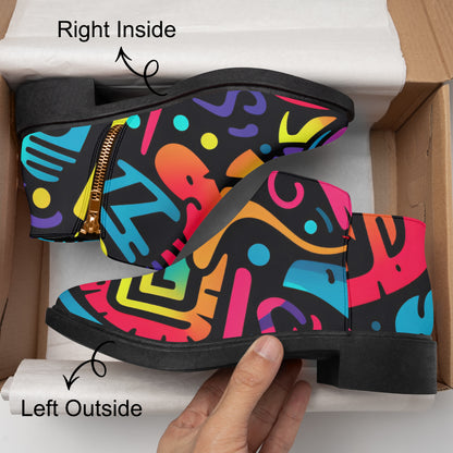 Colorful Graffiti v4 elegante Reißverschluss-Stiefeletten Stiefeletten JLR Design