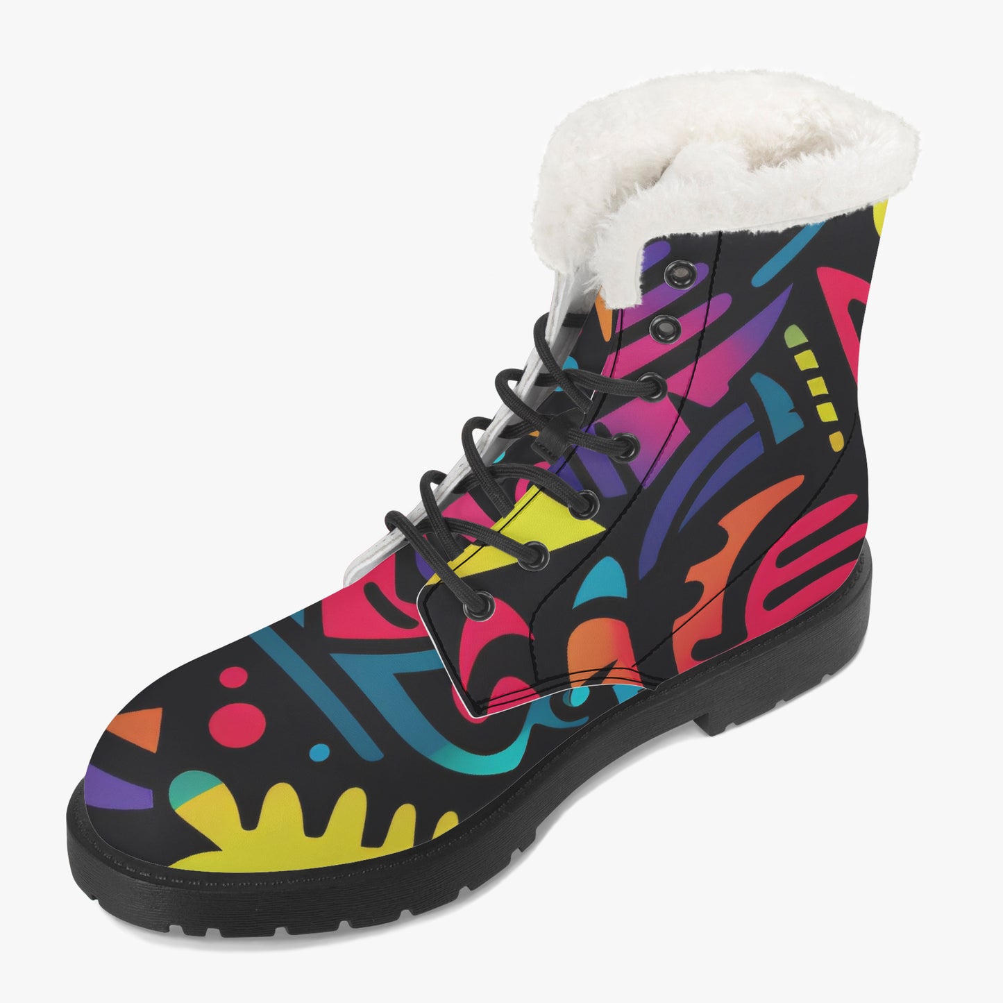 Colorful Graffiti v4 Faux Fur Leder Boots Boots JLR Design