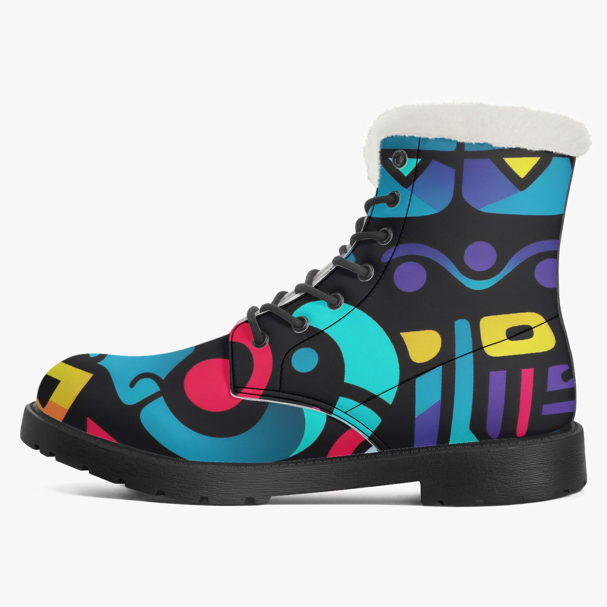 Colorful Graffiti v4 Faux Fur Leder Boots Boots JLR Design