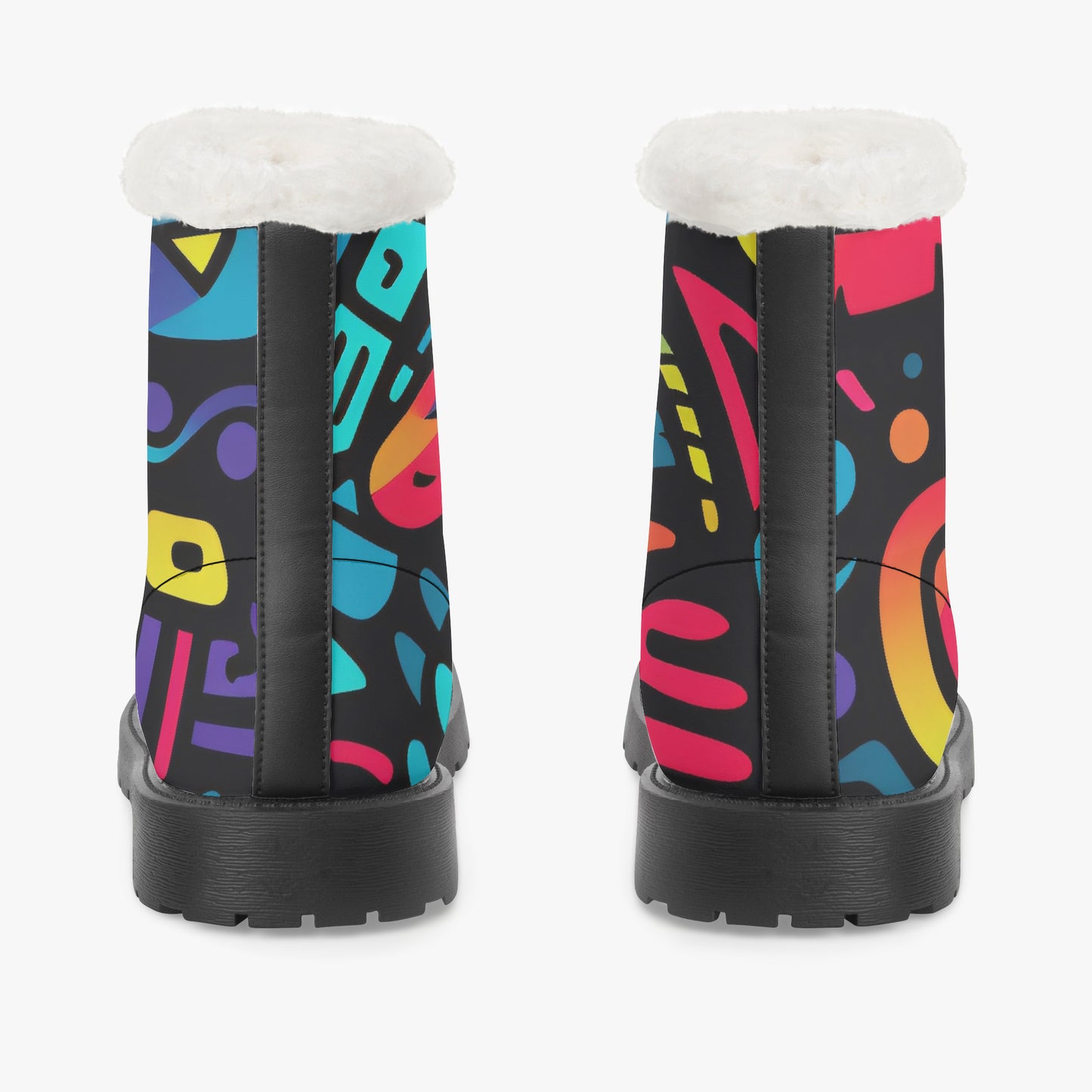 Colorful Graffiti v4 Faux Fur Leder Boots Boots JLR Design