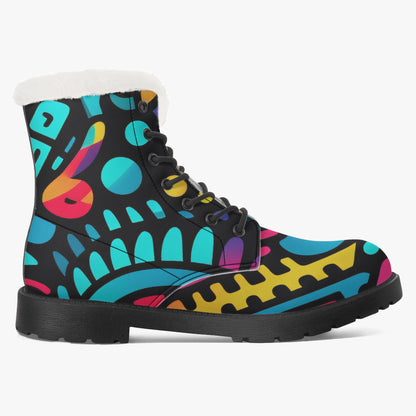 Colorful Graffiti v4 Faux Fur Leder Boots Boots JLR Design
