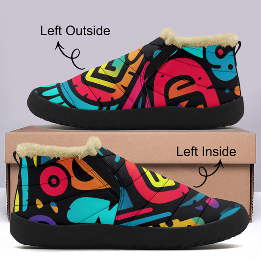 Colorful Graffiti v4 Faux Fur Slipper Slipper JLR Design