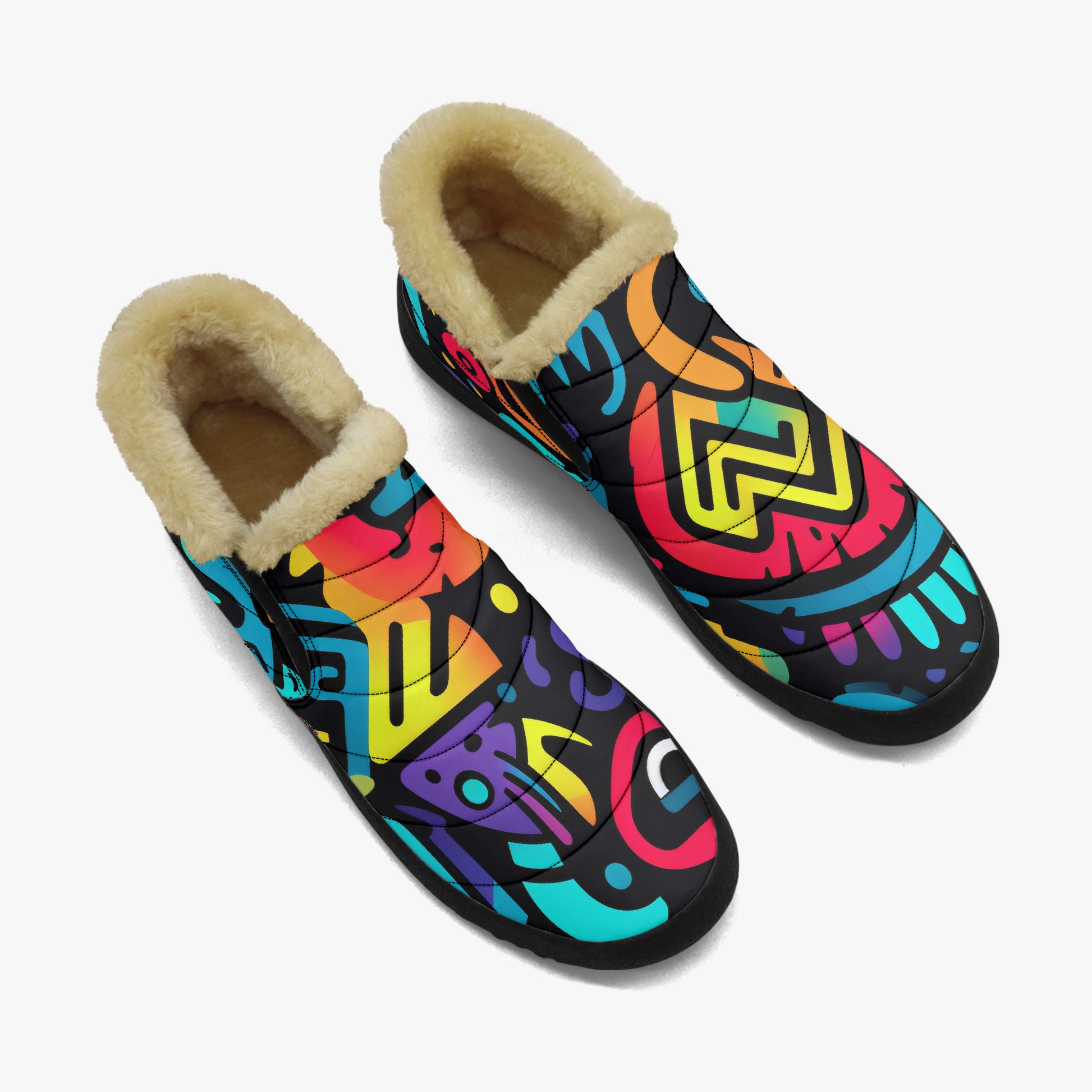 Colorful Graffiti v4 Faux Fur Slipper Slipper JLR Design