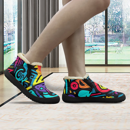 Colorful Graffiti v4 Faux Fur Slipper Slipper JLR Design