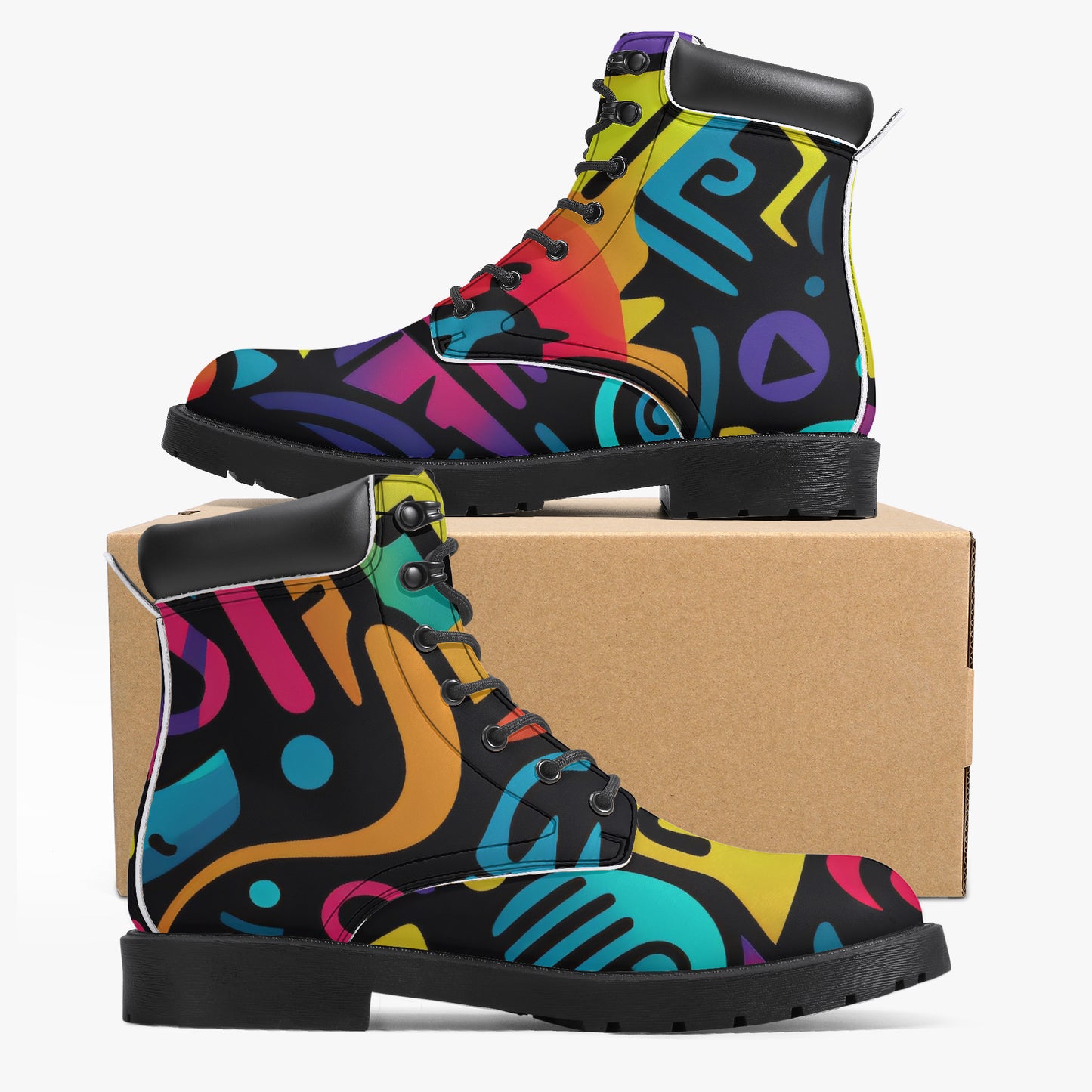 Colorful Graffiti v4 Leder Boots | Stylische und Warme Winterstiefel Boots JLR Design