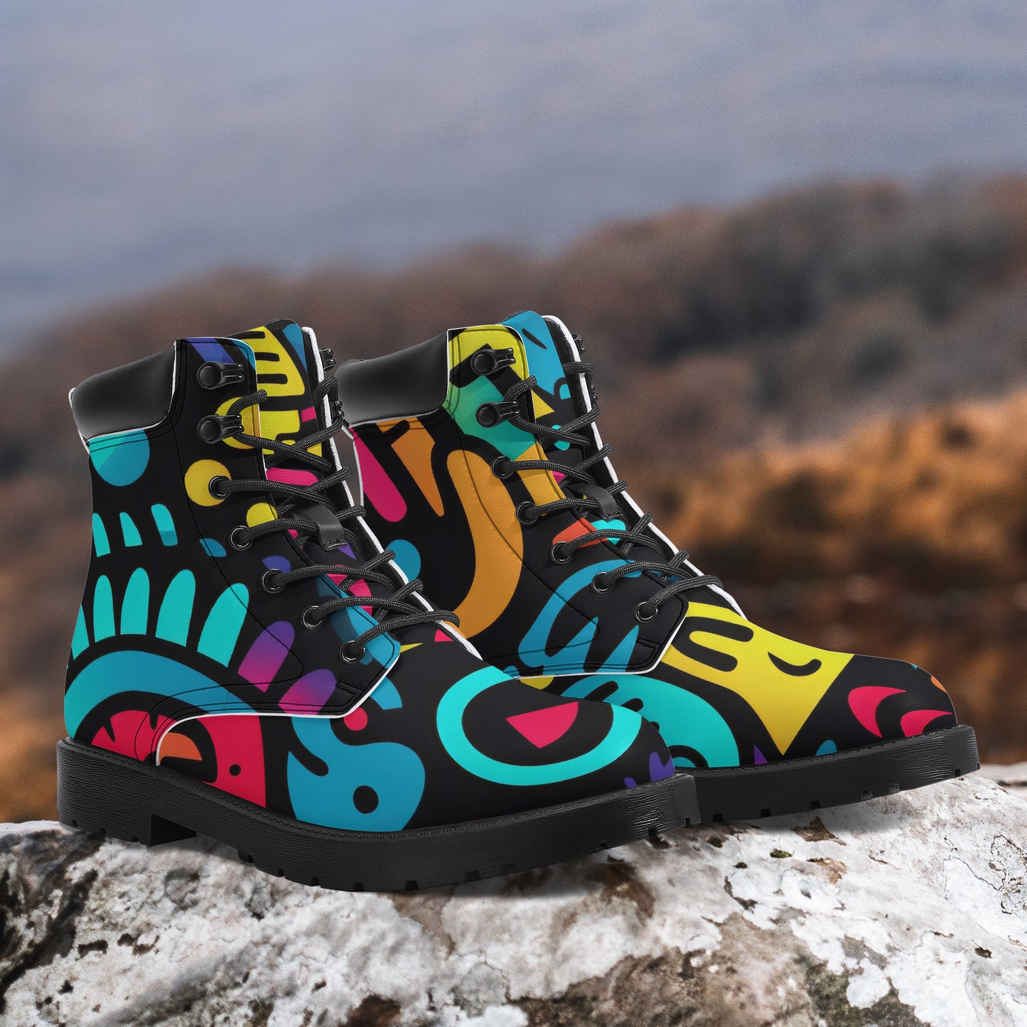 Colorful Graffiti v4 Leder Boots | Stylische und Warme Winterstiefel Boots JLR Design