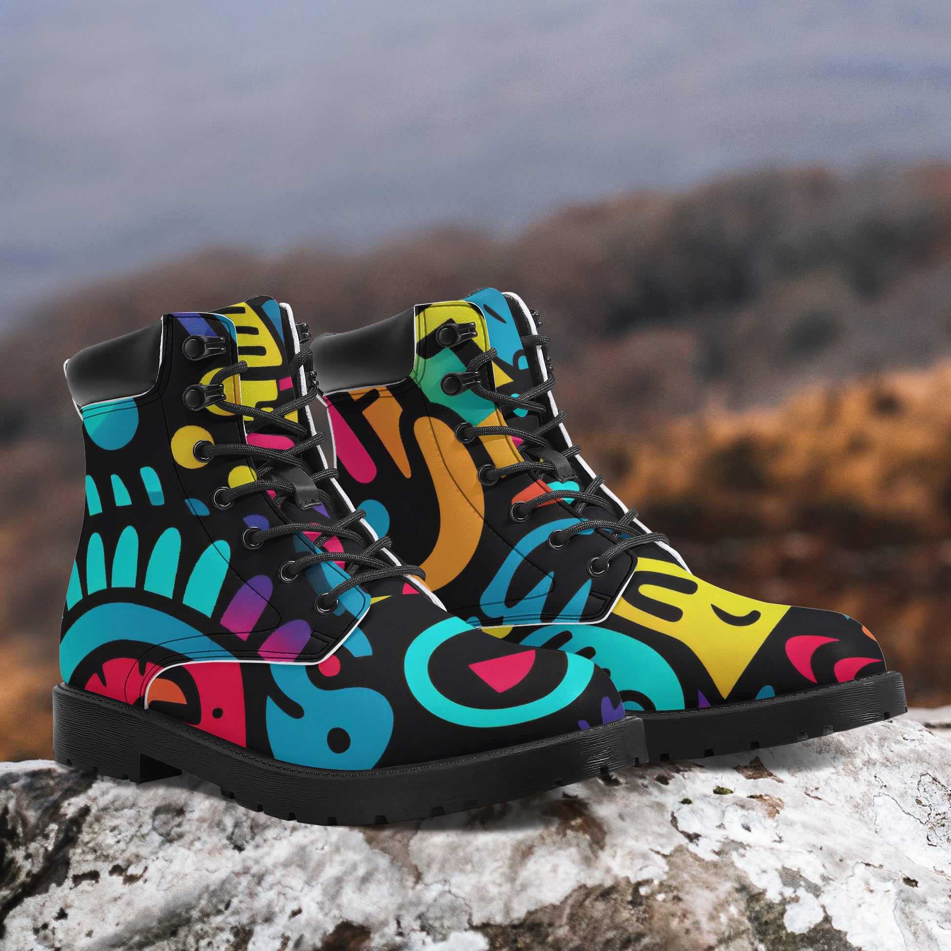 Colorful Graffiti v4 Leder Boots | Stylische und Warme Winterstiefel Boots JLR Design