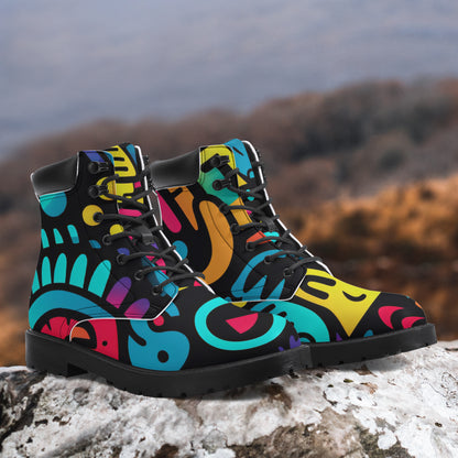 Colorful Graffiti v4 Leder Boots | Stylische und Warme Winterstiefel Boots JLR Design