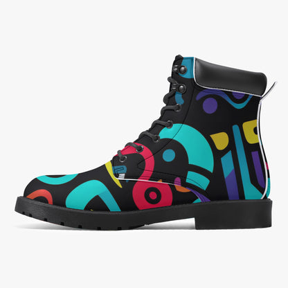 Colorful Graffiti v4 Leder Boots | Stylische und Warme Winterstiefel Boots JLR Design