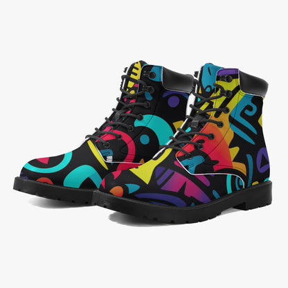 Colorful Graffiti v4 Leder Boots | Stylische und Warme Winterstiefel Boots JLR Design