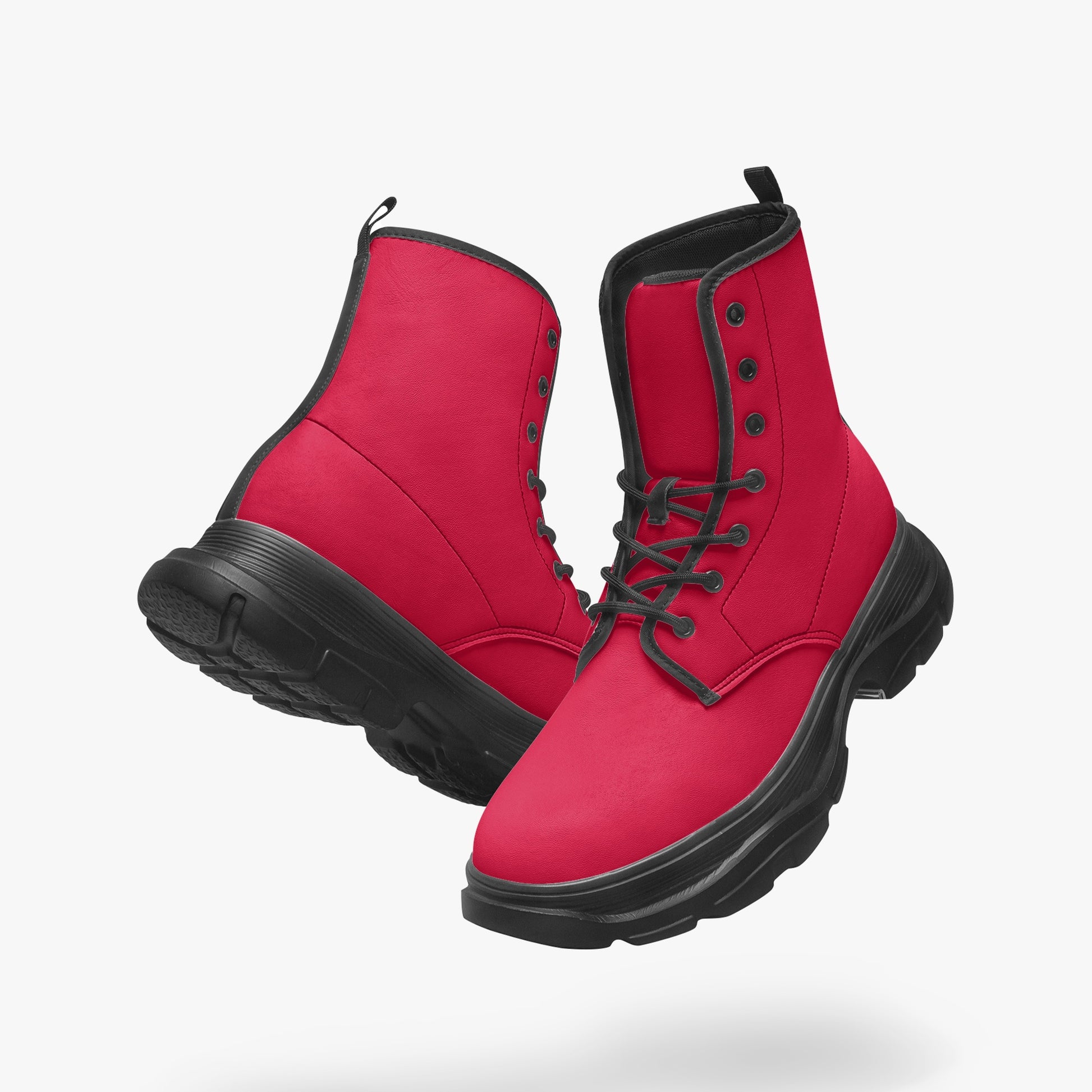 Crimson Leather Chunky Boots Boots JLR Design