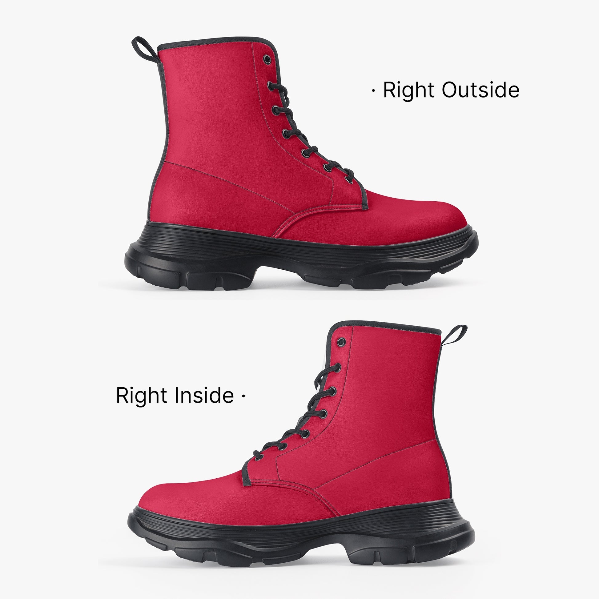 Crimson Leather Chunky Boots Boots JLR Design