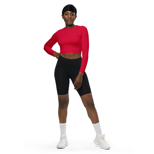 Crimson Long Sleeve Damen Crop Top Long Sleeve Crop Top JLR Design